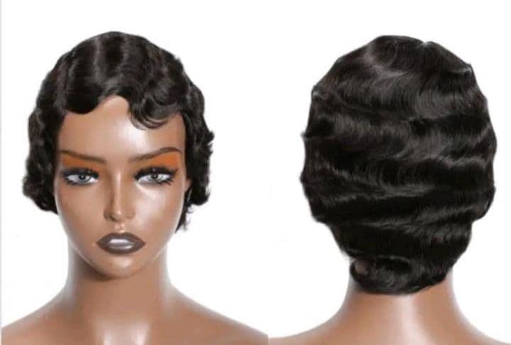 Human Hair Finger Wave Pixie