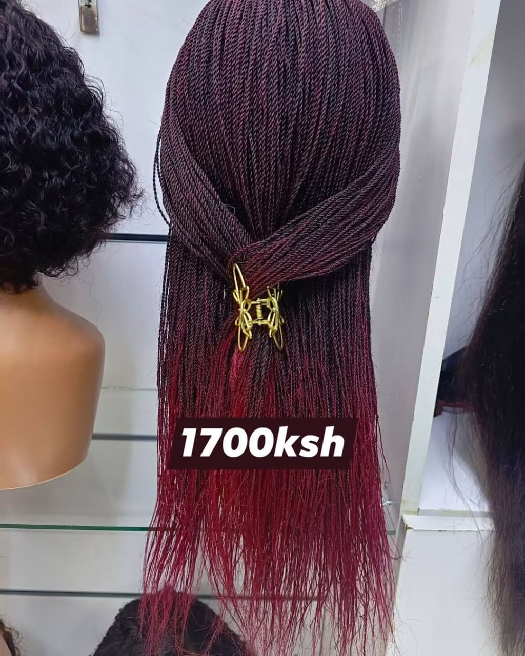 Burgundy Ombre Micro Twist Braided Wig